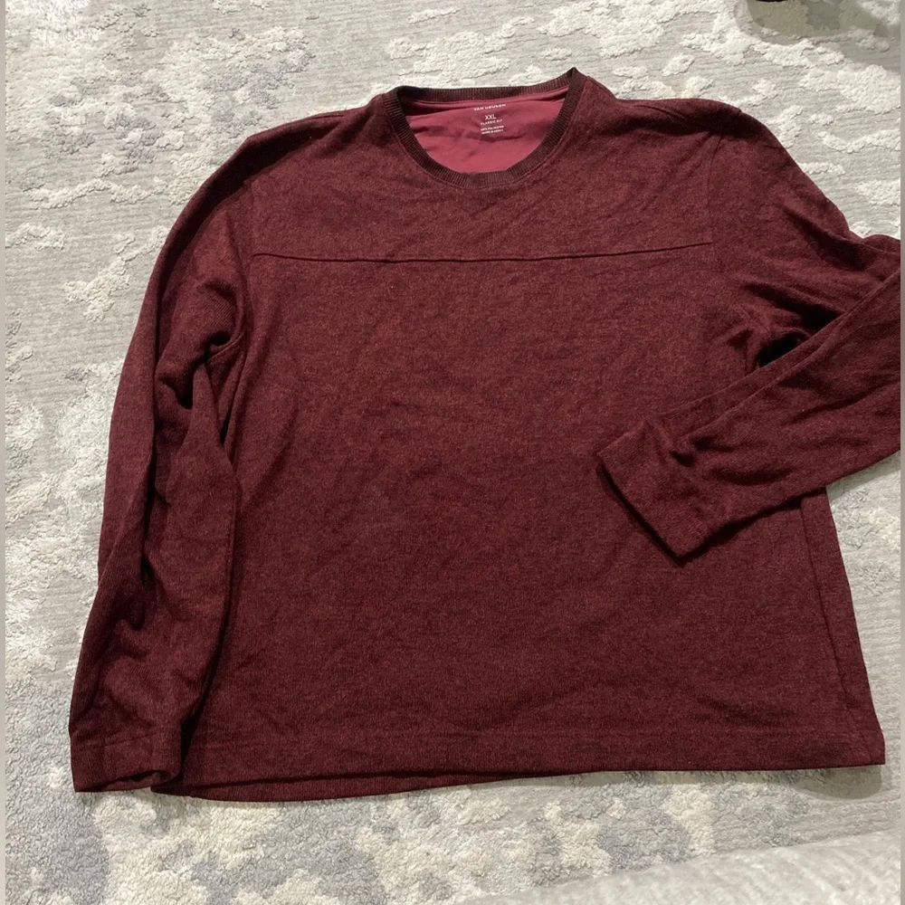 Van Heusen sweater mens XXL Burgundy EUC / Long Sleeve/ Shirt/top/ Pullover